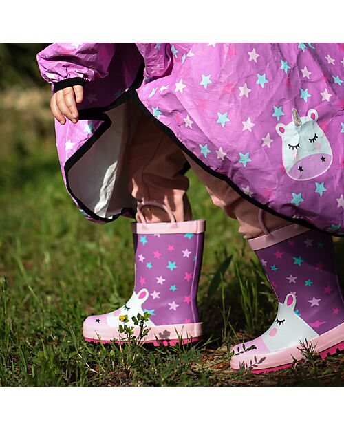 Mr.Tiggle Stivali da Pioggia in Gomma - Foderati in Cotone - Unicorno Stelle Stivali Pioggia