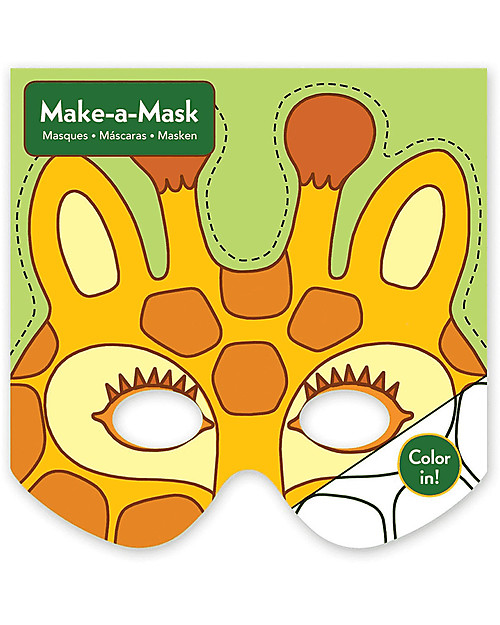 Mudpuppy Make-a-Mask Set, Animali della Giungla - 4 Maschere da Colorare Travestimenti