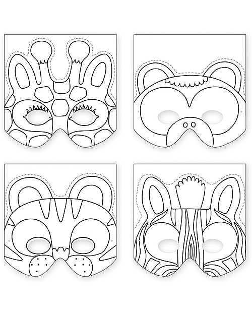 Mudpuppy Make-a-Mask Set, Animali della Giungla - 4 Maschere da Colorare Travestimenti