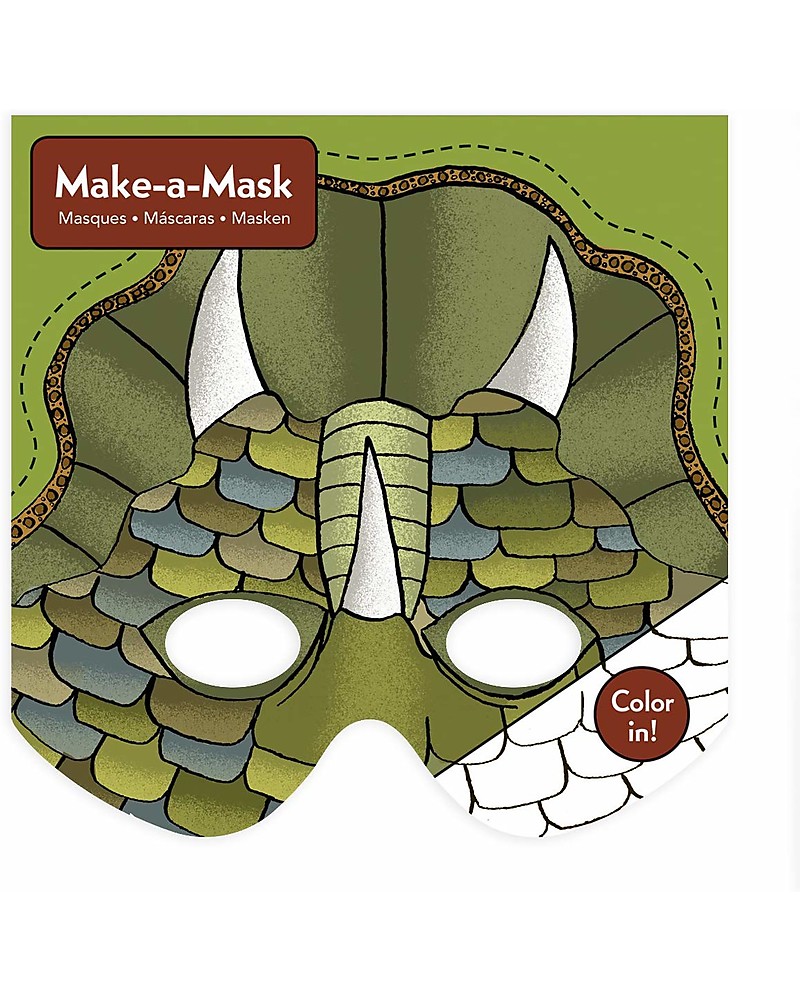 Mudpuppy Make-a-Mask Set, Dinosauri - 4 Maschere da Colorare bambino