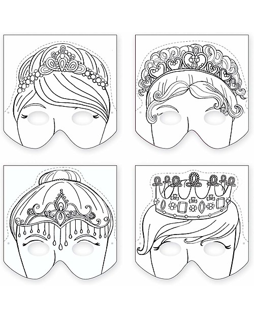 Mudpuppy Make-a-Mask Set, Principessa - 4 Maschere da Colorare Travestimenti