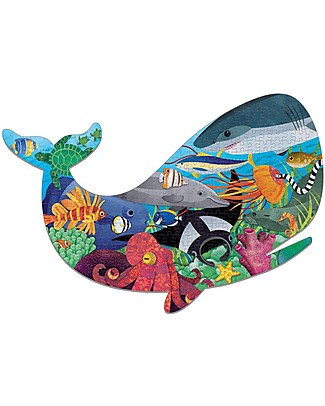 Mudpuppy Puzzle dell'Oceano a Forma di Balena - 300 pezzi - Carte Reciclata! Puzzle