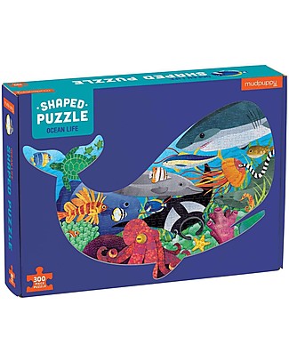 Mudpuppy Puzzle dell'Oceano a Forma di Balena - 300 pezzi - Carte Reciclata! Puzzle