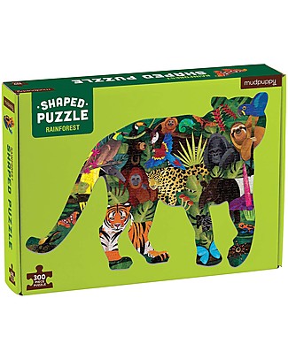 Mudpuppy Puzzle Foresta Tropicale a Forma di Tigre - 300 pezzi - Carta Riciclata! Puzzle