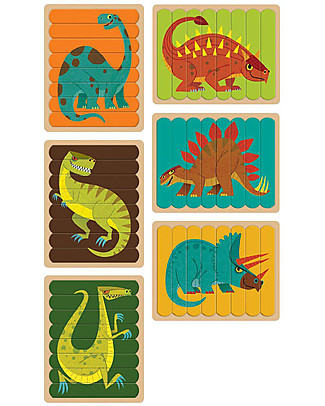 Mudpuppy Puzzle Sticks, Possenti Dinosauri - 6 Diverse Immagini in Carta Reciclata! Puzzle