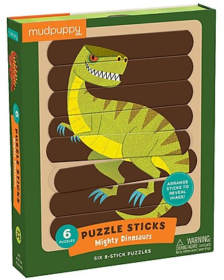 Mudpuppy Puzzle Sticks, Possenti Dinosauri - 6 Diverse Immagini in Carta Reciclata! Puzzle