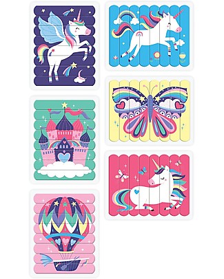 Mudpuppy Puzzle Sticks, Unicorno Magico - 6 Diverse Immagini in Carta Riciclata! Puzzle