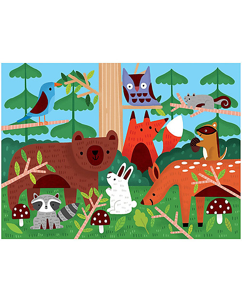 Mudpuppy Puzzle Tattile Bosco - 42 Pezzi Grandi - Carta Riciclata! Puzzle