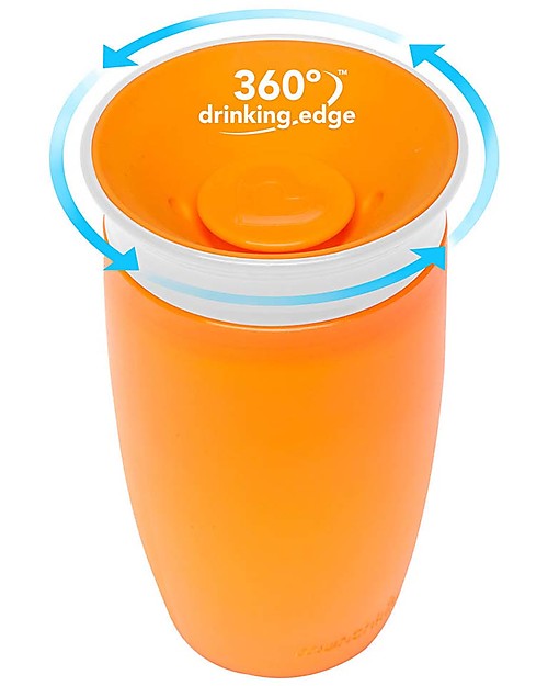 Munchkin Bicchiere Antigoccia Impara a Bere Miracle® 360°, 300 ml -  Arancione unisex (bambini)