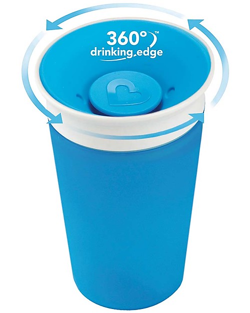 Munchkin Bicchiere Antigoccia Impara a Bere Miracle® 360°, 300 ml -  Azzurro unisex (bambini)