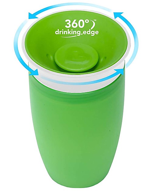 Munchkin Bicchiere Antigoccia Impara a Bere Miracle® 360°, 300 ml - Verde  unisex (bambini)