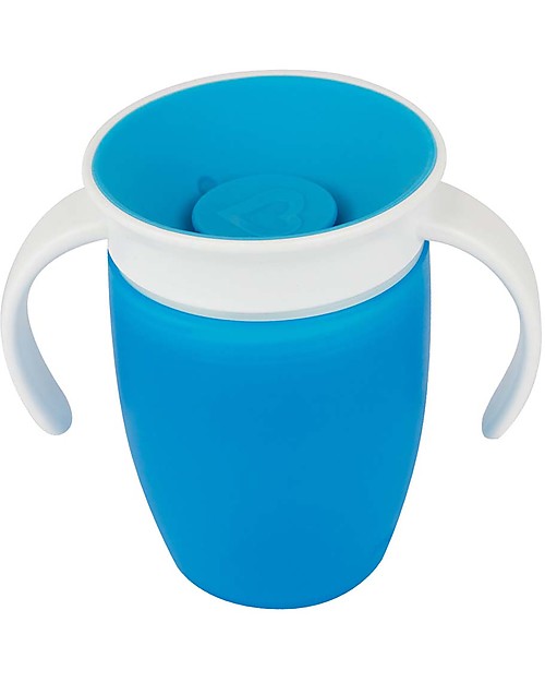 Munchkin Tazza Antigoccia "Impara a Bere"  Miracle® 360°, 210 ml - Azzurro con manici Tazze