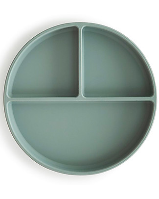 Mushie Piatto con Divisori e Ventosa - 100% Silicone Alimentare - Cambridge Blue Piatti e Scodelle