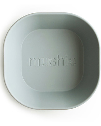 Mushie Set 2 Scodelle Quadrate - Lavabili in Lavastoviglie - Salvia Piatti e Scodelle