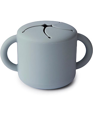 Mushie Tazza Snack con Manici - 100% Silicone Alimentare - Grigio Contenitori Latte e Snack