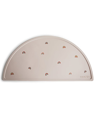 Mushie Tovaglietta Mezzaluna - 100% Silicone Alimentare - Arcobaleni Tovagliette_