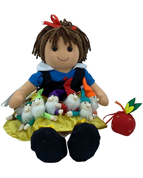 My Doll Bambola Biancaneve con 7 Nani in Stoffa - Fatta a Mano - 42 cm Bambole