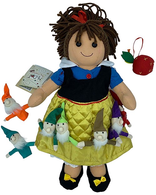My Doll Bambola Biancaneve con 7 Nani in Stoffa - Fatta a Mano - 42 cm Bambole