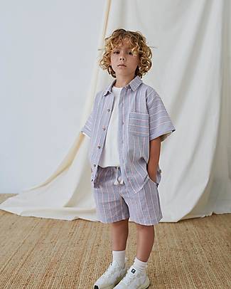 My Little Cozmo Bermuda - Blu/Grigio - Certificato Better Culture Initiative - 100% Cotone Bio Pantaloni Corti