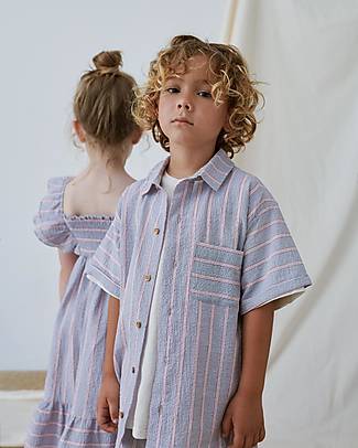 My Little Cozmo Camicia a Maniche Corte - Strisce - Certificato Better Culture Initiative - 100% Cotone Bio T-shirt