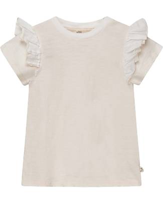My Little Cozmo Maglietta a Maniche Corte con Balze Laterali - Avorio - 100% Cotone Bio GOTS T-shirt