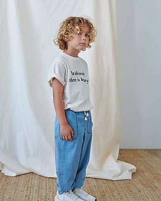 My Little Cozmo Pantaloni Lunghi Joggers - Blu Denim - 100% Cotone - con Tasche Laterali e Coulisse Pantaloni Lunghi