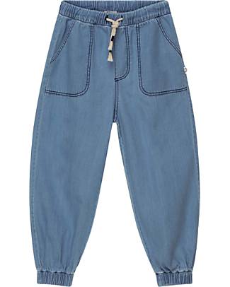 My Little Cozmo Pantaloni Lunghi Joggers - Blu Denim - 100% Cotone - con Tasche Laterali e Coulisse Pantaloni Lunghi