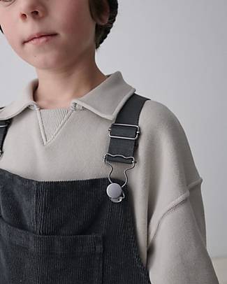 My Little Cozmo Salopette in Velluto a Costine - Grigio Scuro - 100% Cotone BCI Salopette