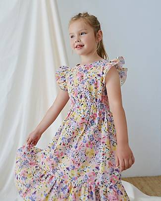 My Little Cozmo Vestito a Volant - Floreale - per Piccole Principesse! - 100% Cotone Bio Vestiti_