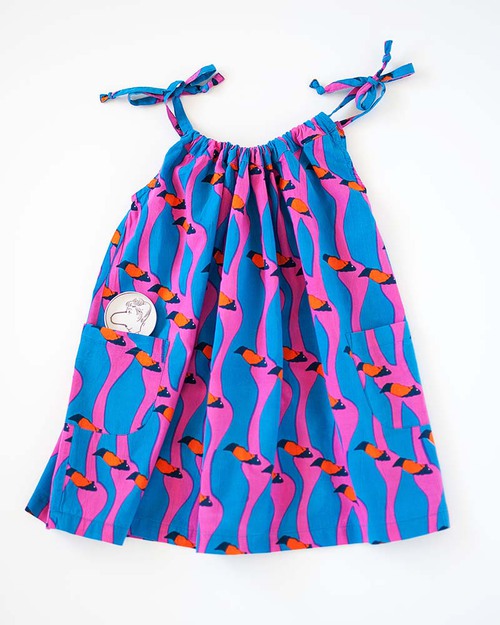 Nadadelazos Abito con Bretelline Flamingo - Fenicotteri Rosa - 100% Cotone Bio Vestiti_