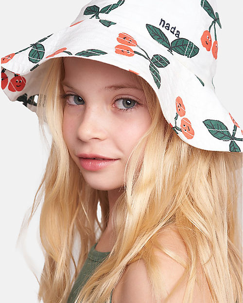 Nadadelazos Cappello Estivo Kids Ciliegie - Avorio - 100% Cotone Bio Cappelli Estivi
