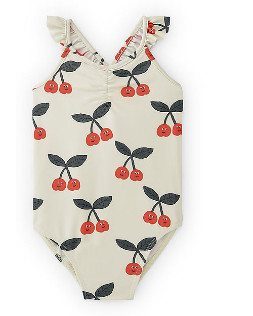 Nadadelazos Costume Intero con Volant - Ciliegie - Protezione Solare SPF 50+ Costumi Interi