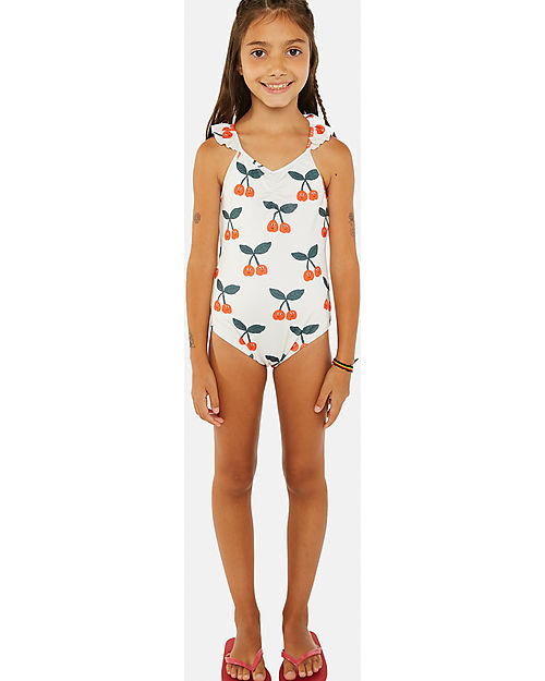 Nadadelazos Costume Intero con Volant - Ciliegie - Protezione Solare SPF 50+ Costumi Interi