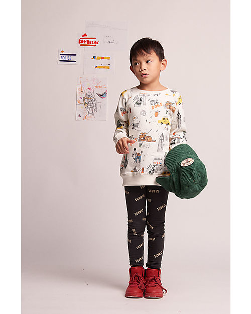 Nadadelazos Fekpa Maniche Lunghe NY City Dogs - Avorio - 100% Cotone Bio GOTS Vestiti_