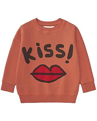 Nadadelazos Felpa Maniche Lunghe - Kiss! - Rosso - 100% Cotone Biologico GOTS Felpe