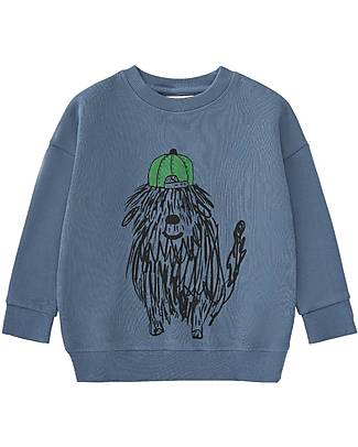 Nadadelazos Felpa Maniche Lunghe - Yeah! - Blu - 100% Cotone Bio GOTS Felpe