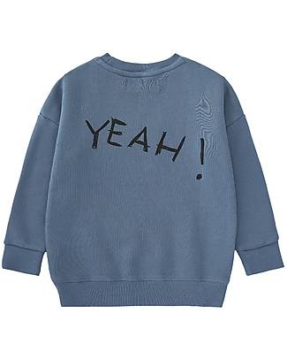 Nadadelazos Felpa Maniche Lunghe - Yeah! - Blu - 100% Cotone Bio GOTS Felpe