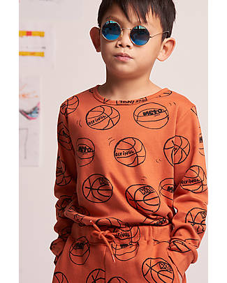 Nadadelazos Maglia Maniche Lunghe - Basketball - Rosso - 100% Cotone Bio GOTS Maglie Manica Lunga