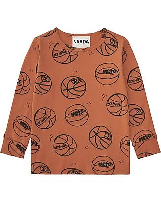 Nadadelazos Maglia Maniche Lunghe - Basketball - Rosso - 100% Cotone Bio GOTS Maglie Manica Lunga