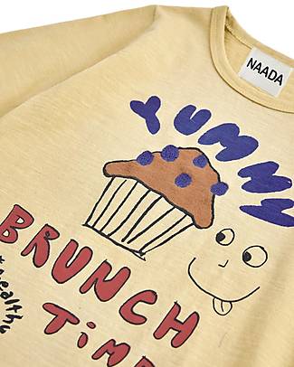 Nadadelazos Maglia Maniche Lunghe - Brunch Time - Vaniglia - 100% Cotone Biologico GOTS Maglie Manica Lunga