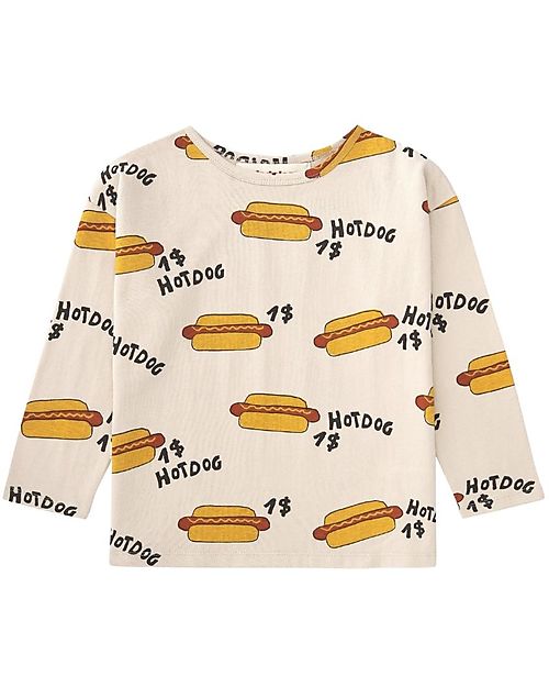 Nadadelazos Maglia Maniche Lunghe Hot Dog 100 Cotone Biologico GOTS unisex bambini