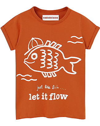 Nadadelazos T-shirt Baby Let it Flow - Rosso Lava - 100% jersey di Cotone bio T-Shirt e Canotte