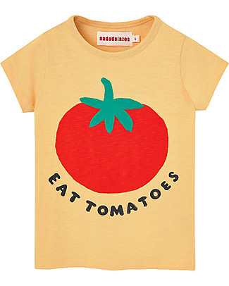 Nadadelazos T-shirt Eat Tomatoes - Giallo Chiaro - 100% jersey di Cotone bio T-Shirt e Canotte