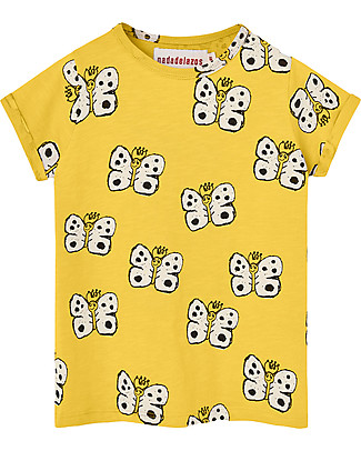 Nadadelazos T-shirt Farfalle - Giallo Sole - 100% jersey di Cotone bio T-Shirt e Canotte