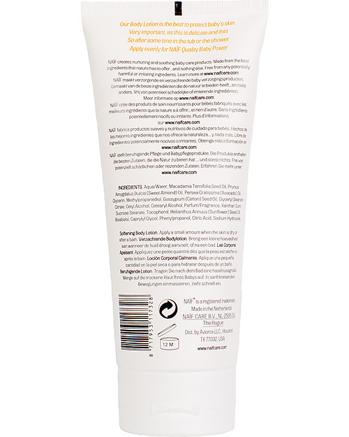 NAIF Baby Care Crema Idratante Naturale Corpo Baby all’Olio di semi di Cotone - Senza SLS/SLES, Parabeni, Oli Minerali o PEG Creme ed Olii Baby