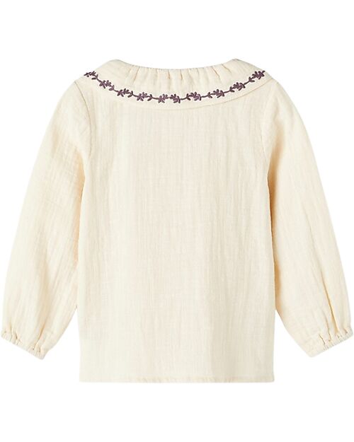 Name it Blusa con Colletto Ricamato - Crema - 100% Cotone Bluse