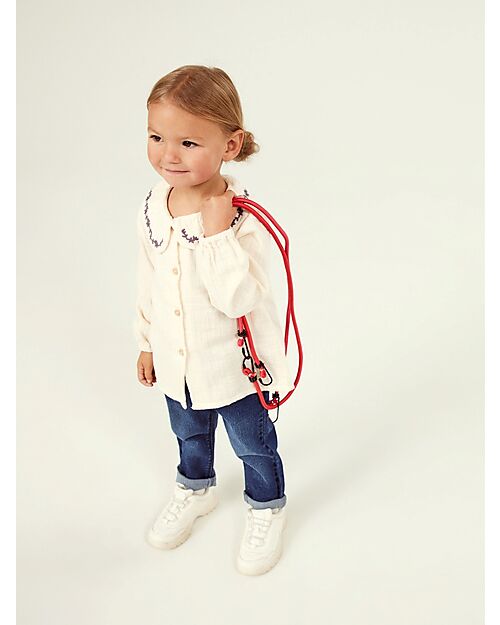 Name it Blusa con Colletto Ricamato - Crema - 100% Cotone Bluse