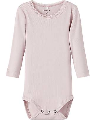 Name it Body a Maniche Lunghe - Rosa Chiaro - Cotone Biologico Elasticizzato Body Manica Lunga