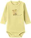 Name it Body a Stampa e a Maniche Lunghe - Giallo Chardonnay - Cotone Bio Body Manica Lunga