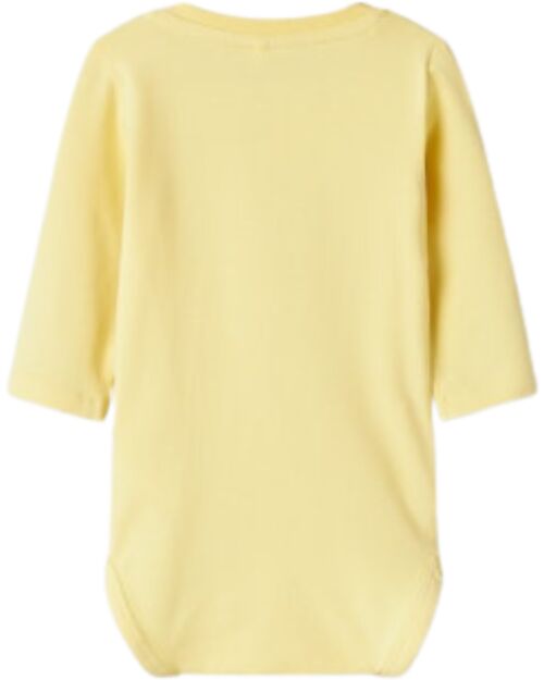 Name it Body a Stampa e a Maniche Lunghe - Giallo Chardonnay - Cotone Bio Body Manica Lunga